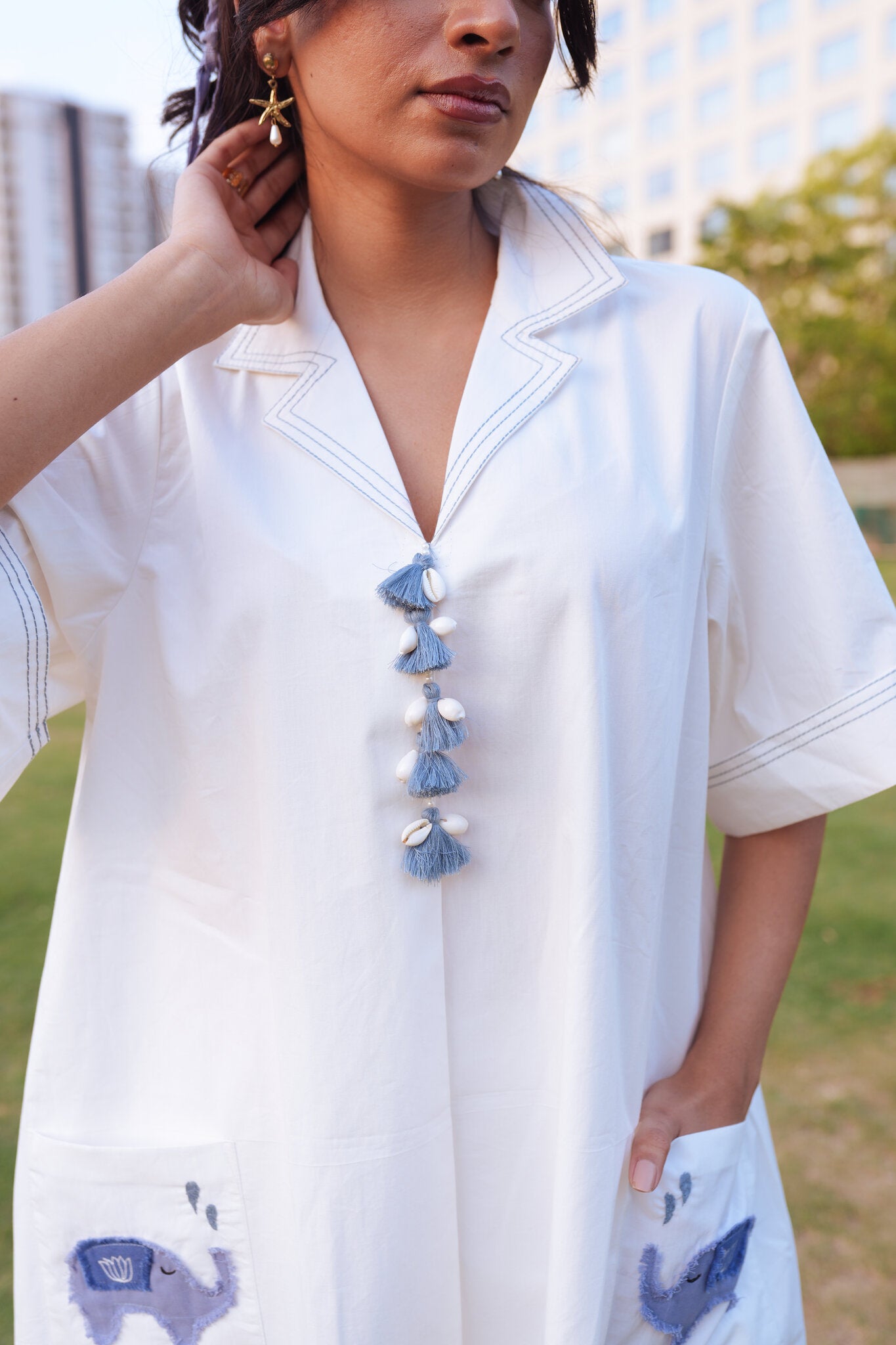 Elle White Long Cord Set